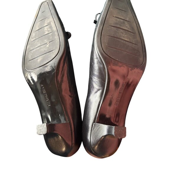 Naturalizer Womens Black Leather Cutout Bow Square Toe Pumps Size 6M - Picture 11 of 12